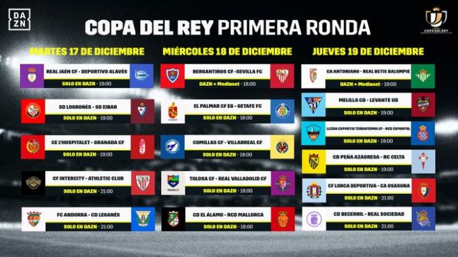Televisiones de la primera ronda de Copa del Rey.