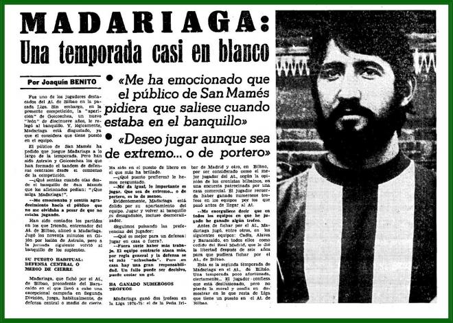 Entrevista a Iñaki Madariaga cuando era jugador del Athletic.