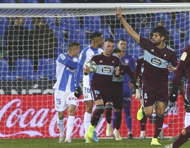 Néstor Araújo celebra su gol en el Leganés-Celta (Foto: EFE).