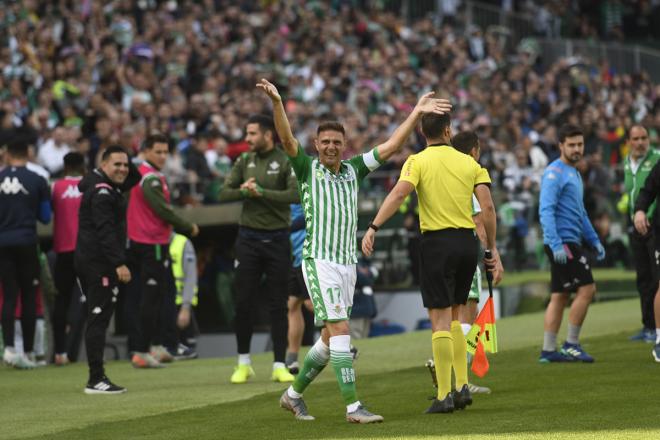Celebración del tercer gol de Joaquín ante el Athletic Club (Foto: Kiko Hurtado).