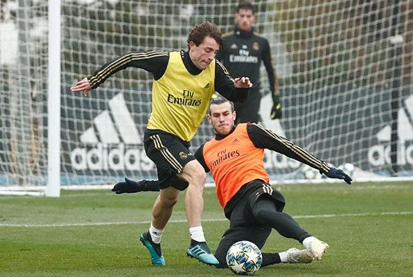Odriozola y Bale, en un entrenamiento del Real Madrid (Foto: Real Madrid).