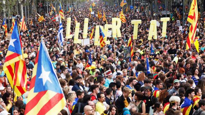 Manifestación en Catalunya tras la sentencia del procés.