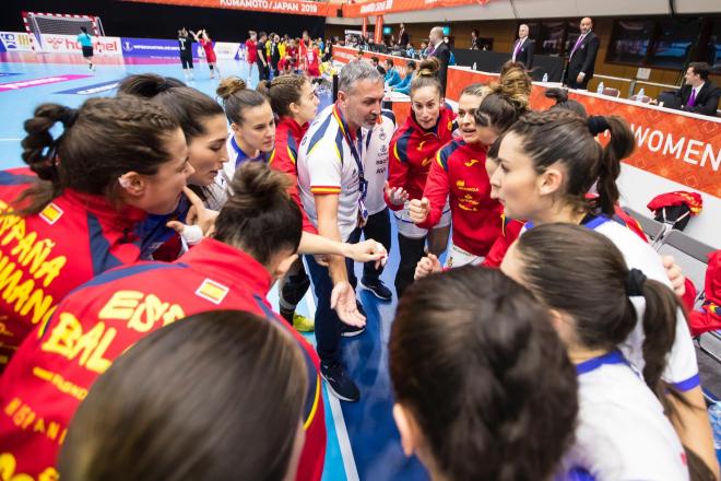 Arenga de las jugadoras de la selección española femenina de balonmano.