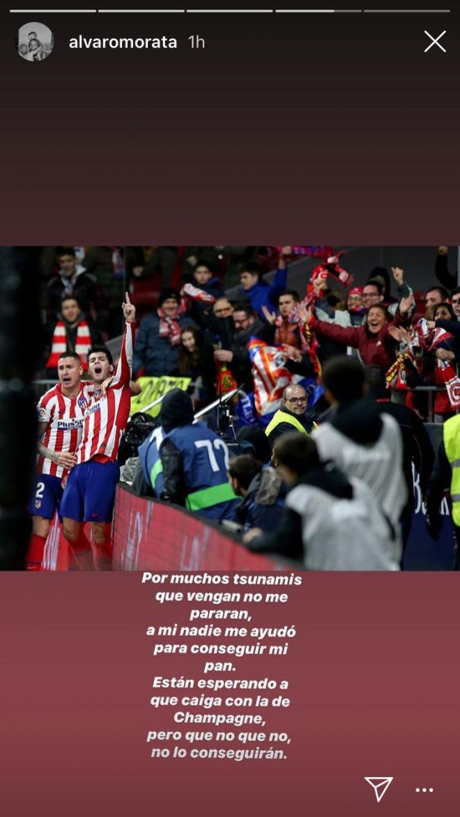 El mensaje de Álvaro Morata en Instagram.