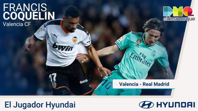 Coquelin, jugador Hyundai del Valencia-Real Madrid.