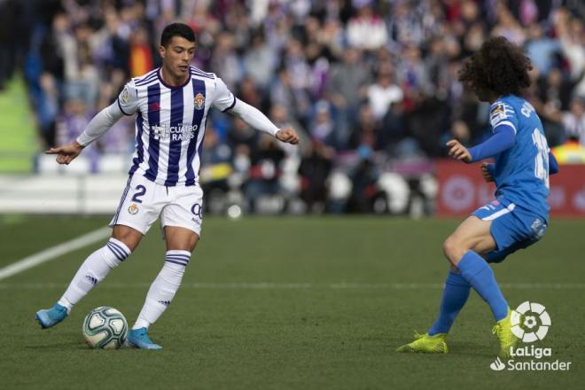 Pedro Porro, durante el Getafe-Valladolid (Foto: LaLiga).