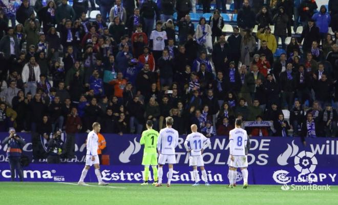 Varios jugadores del Dépor tras el partido ante la Ponferradina (Foto: LaLiga).