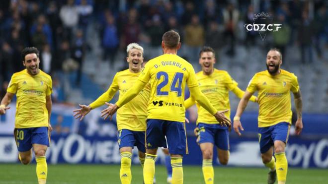 Los jugadores del Cádiz celebran un gol en esta temporada (Foto: CCF).