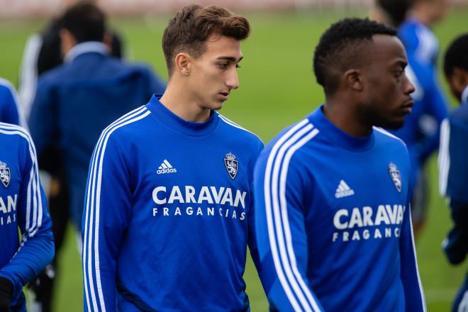 Baselga y Buyla en un entrenamiento del Real Zaragoza (Foto: Daniel Marzo).