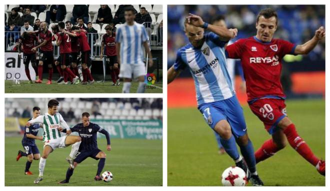 Algunos lances de las últimas eliminaciones coperas del Málaga CF.