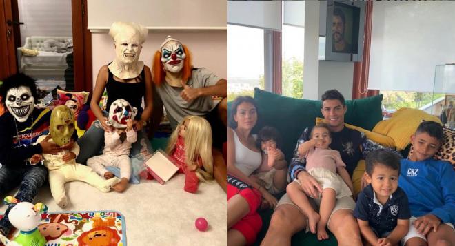 Cristiano Ronaldo y Georgina Rodríguez, con sus hijos (Fotos: Instagram).