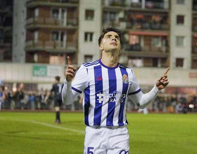 Álvaro Aguado, tras el segundo gol anotado en Tolosa (Foto: @Aguado:10).