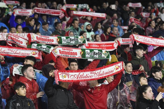 Aficionados del Antoniano, en el Benito Villamarín, durante el partido de Copa del Rey contra el Betis (Foto: Kiko Hurtado).