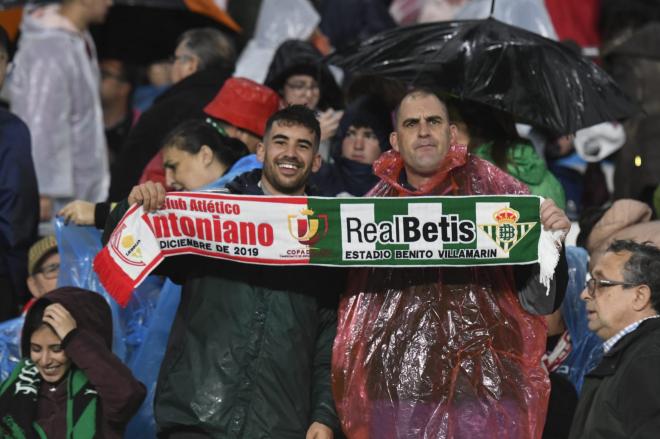Aficionados del Antoniano en el Benito Villamarín durante el partido de Copa del Rey contra el Betis (Foto: Kiko Hurtado).