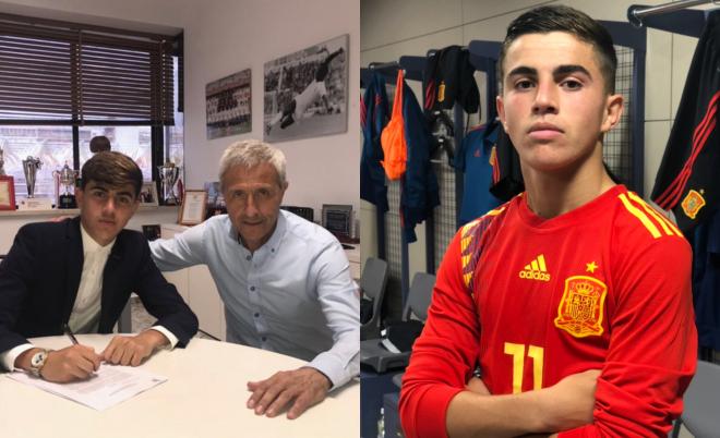 El canterano del Sevilla Antonio Zarzana, con Pablo Blanco y la selección española (Fotos: Instagram).