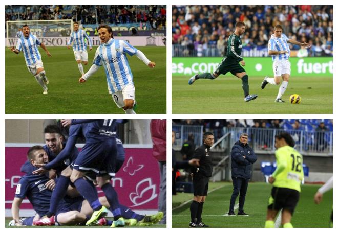 Varias imágenes de los últimos partidos de los últimos años del Málaga CF.