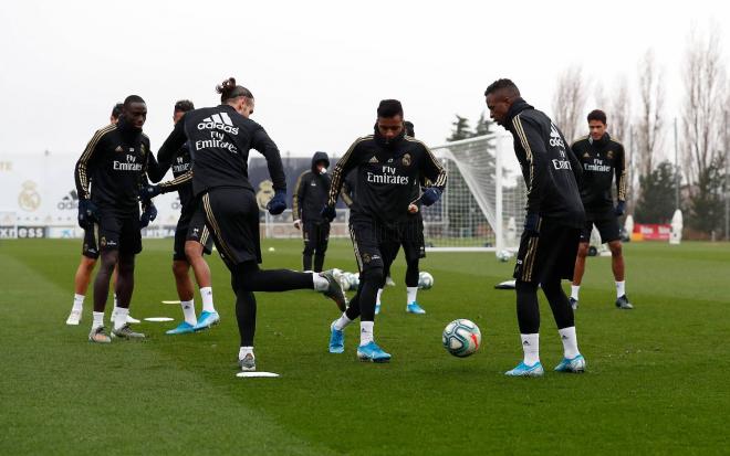 Bale, Rodrygo y Vinícius durante el entrenamiento (Foto: RMCF).