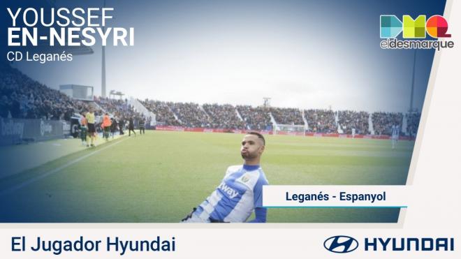 En-Nesyri, jugador Hyundai del Leganés-Espanyol.