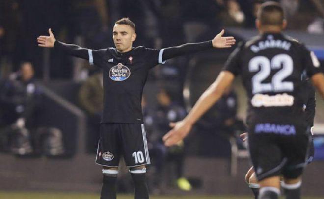 Aspas tras marcar el segundo gol (Foto: EFE).