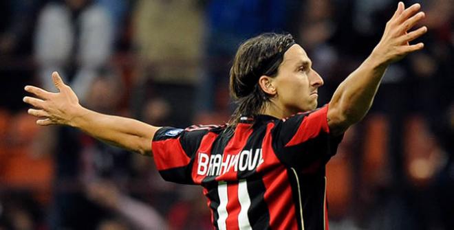 Ibrahimovic, celebrando un gol con el Milan.