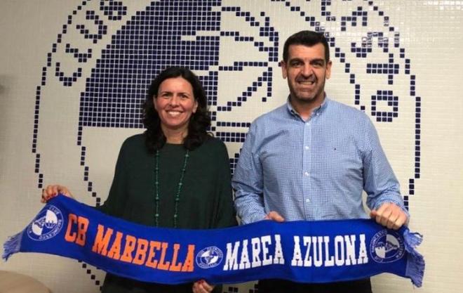 Rafa Piña, en su presentación como nuevo entrenador del CB Marbella (Foto: CB Marbella).