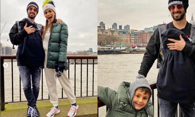 Isco Alarcón y Sara Sálamo, con sus hijos Francisco y Theo en Londres (Fotos: Instagram).
