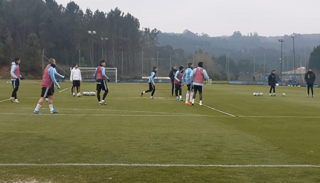 Entrenamiento del Celta de este jueves en A Madroa.