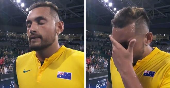 Nick Kyrgios llorando ante los incendios que sufre Australia.