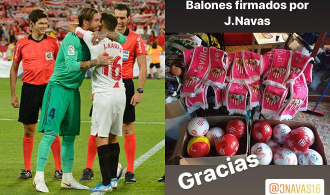 Regalos de Jesús Navas, capitán del Sevilla FC, para la cabalgata del Rey Baltasar de Guillena de la hermana de Sergio Ramos.