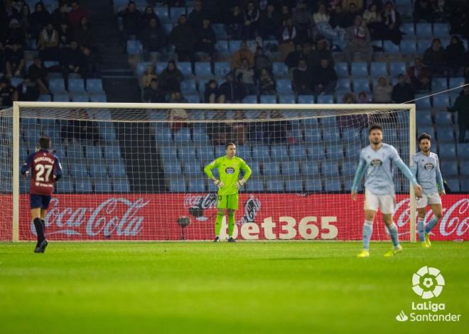 Rubén Blanco, tras el gol de Osasuna en Balaídos (Foto: LaLiga).c