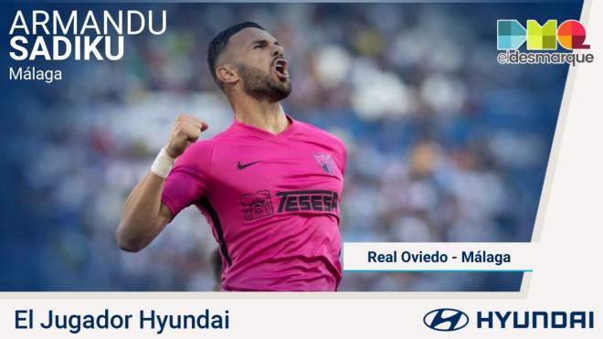 Sadiku, Jugador Hyundai del Oviedo-Málaga.