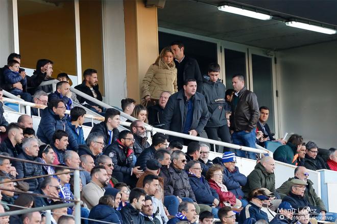 Emilio Viqueira en el palco del Nuevo Colombino. (Manu López/Albiazules.es).