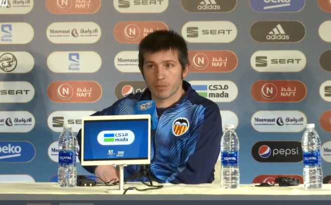 Albert Celades en la rueda de prensa previa al Valencia-Real Madrid.