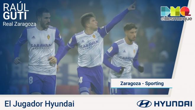 Guti, Jugador Hyundai del Zaragoza-Sporting.