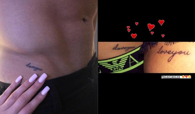 Jesé Rodríguez y su novia Janira Barm se hacen el mismo tatuaje, aunque el futbolista ya lo tenía antes en otra zona (Fotos: Instagram).