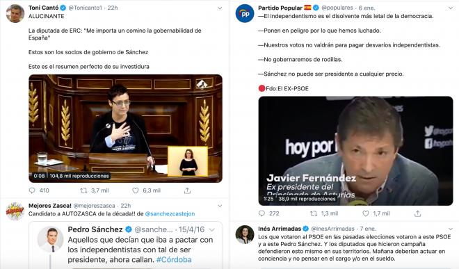 El 'me gusta' de Pepe Reina en Twitter contra Pedro Sánchez.