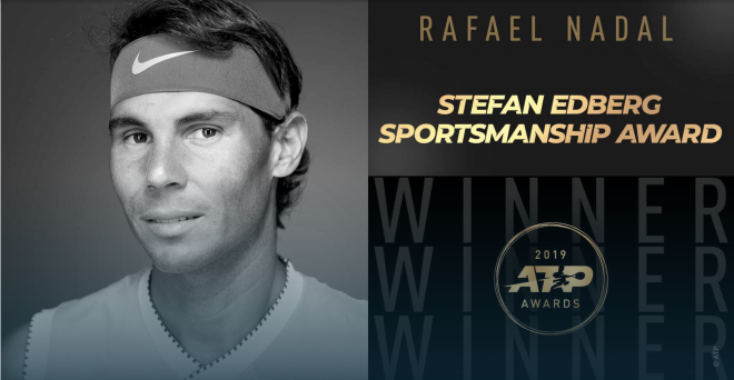Rafa Nadal, premio a la Deportividad Stefan Edberg (Foto: ATP).