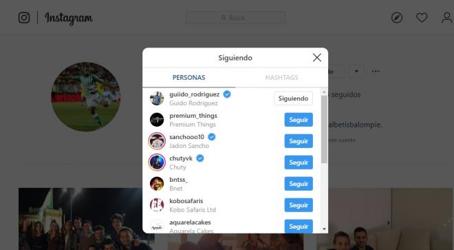 Sergio Canales sigue a Guido Rodríguez en Instagram