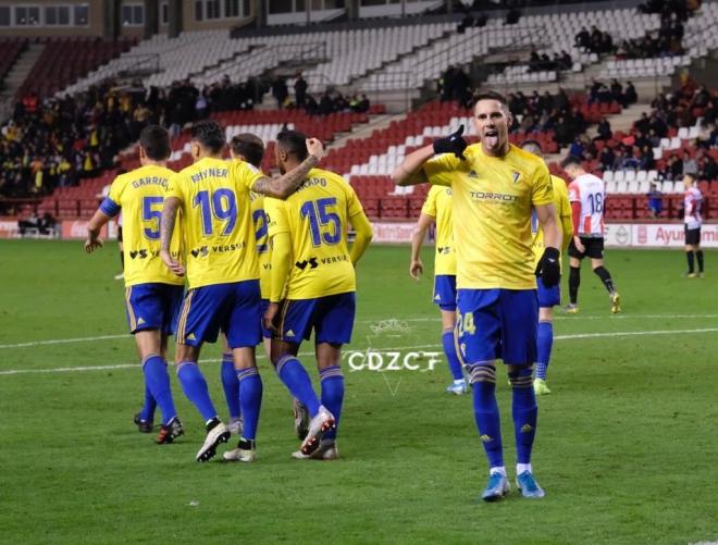 David Querol celebra su gol en Las Gaunas (Foto: CCF).