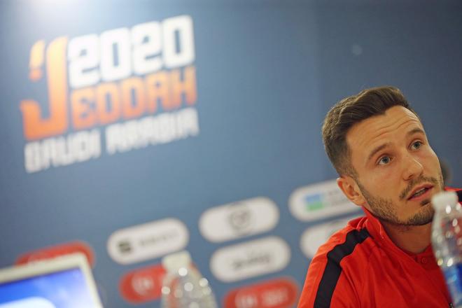 Saúl, en rueda de prensa antes de la final de la Supercopa de España.