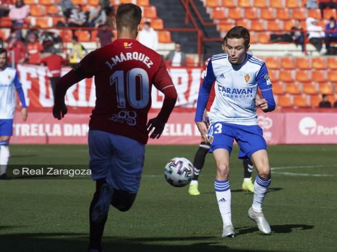 Marc Aguado en su debut, frente al Nàstic (Foto: Tino Gil/Real Zaragoza).