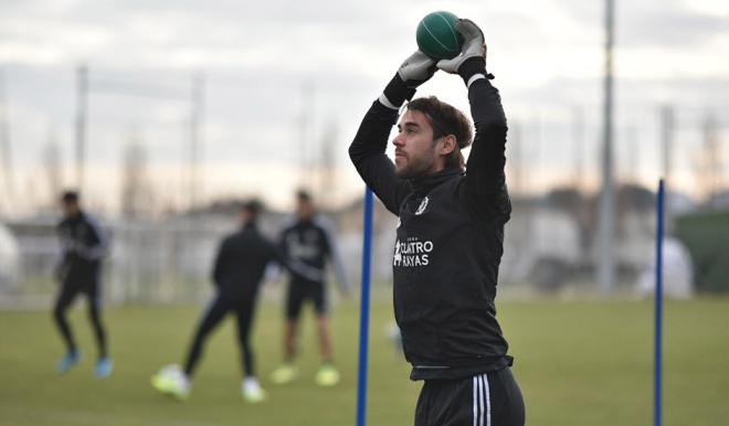 Caro, en su primer entrenamiento tras su vuelta (Foto: Real Valladolid).