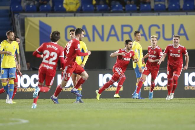 Javi Ros, tras anotar el gol del triunfo en Gran Canaria (Foto: LaLiga).