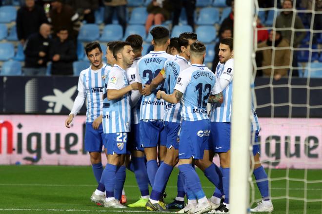 Celebración del gol de Antoñín a la Ponferradina (Foto: Paco Rodríguez).