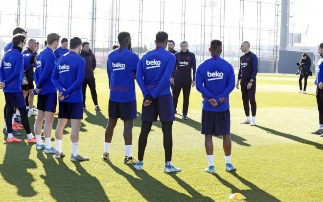 El Barcelona, durante un entrenamiento antes de un partido de LaLiga (Foto: FCB).
