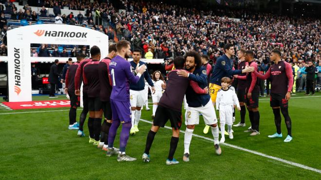 Marcelo, durante el pasillo del Sevilla al Real Madrid (Foto: RCMF).