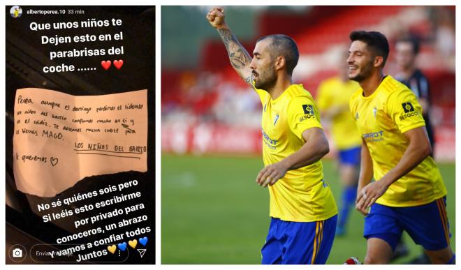 Un mensaje para el jugador del Cádiz Alberto Perea.