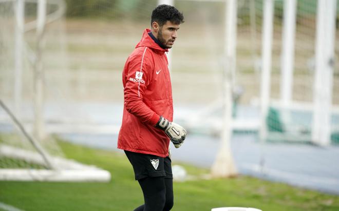 Munir, entrenándose en el Ciudad de Málaga este jueves.