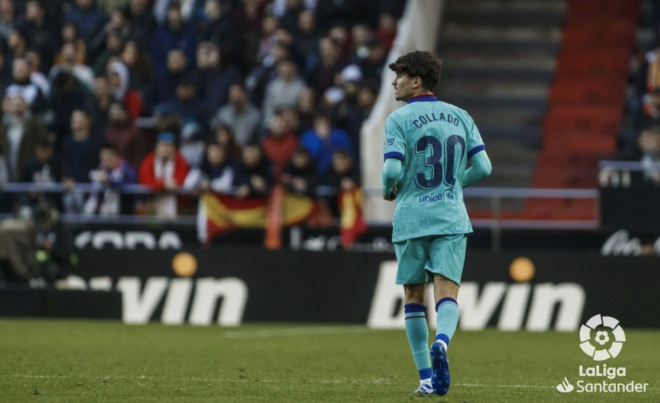 Álex Collado, en su debut con el Barça ante el Valencia (Foto: LaLiga).