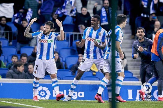 Isak celebra su gol en el Real-Mallorca (Foto: LaLiga).